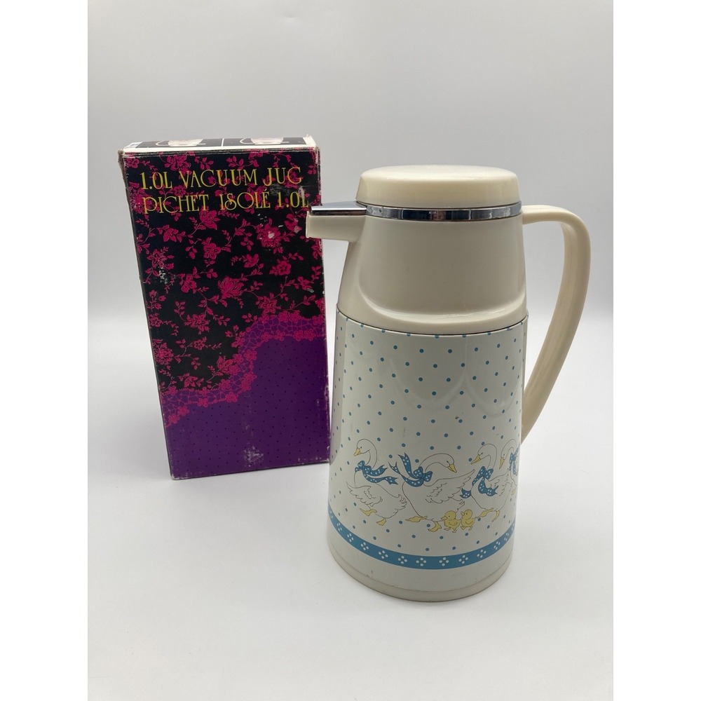 Vintage 80s Country Geese 1.0L Vacuum Jug Carafe Zellers Thermos In Box
